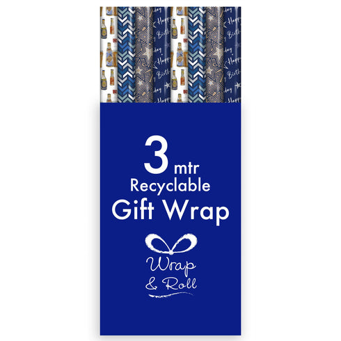 Male Gift Wrap - EUROWRAP 3m x 70cm Premium Quality 35585-GWC